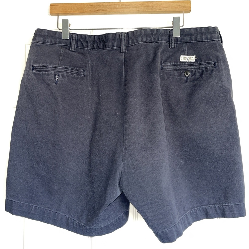 Polo Ralph Lauren Double Pleat Shorts 40 Navy Andrew‎ Cotton Preppy Academia Dad - Picture 2 of 10